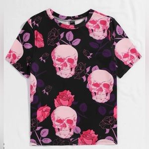 NWOT SHEIN Plus Size 3XL Skull and Floral Tee